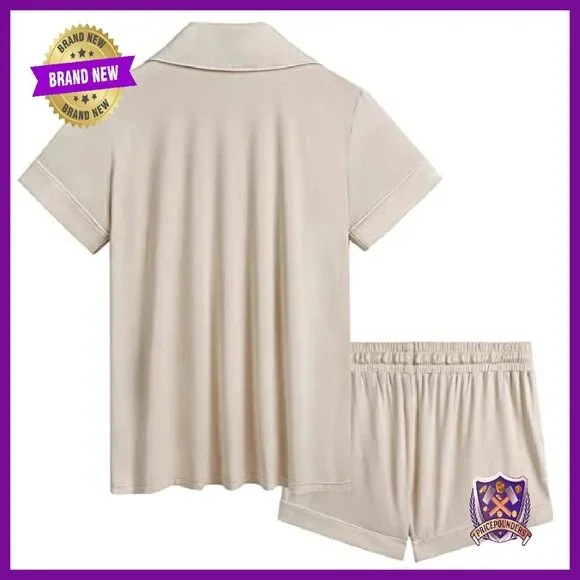 Bamboo Viscose Short Sleeve Pajama Set S-XXL Summer Cooling Comfy